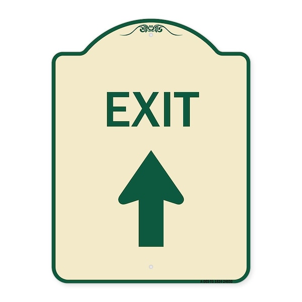 Exit Exit with Up Arrow Heavy-Gauge Aluminum Architectural Sign, 24" H, 18" L, TG-1824-24030